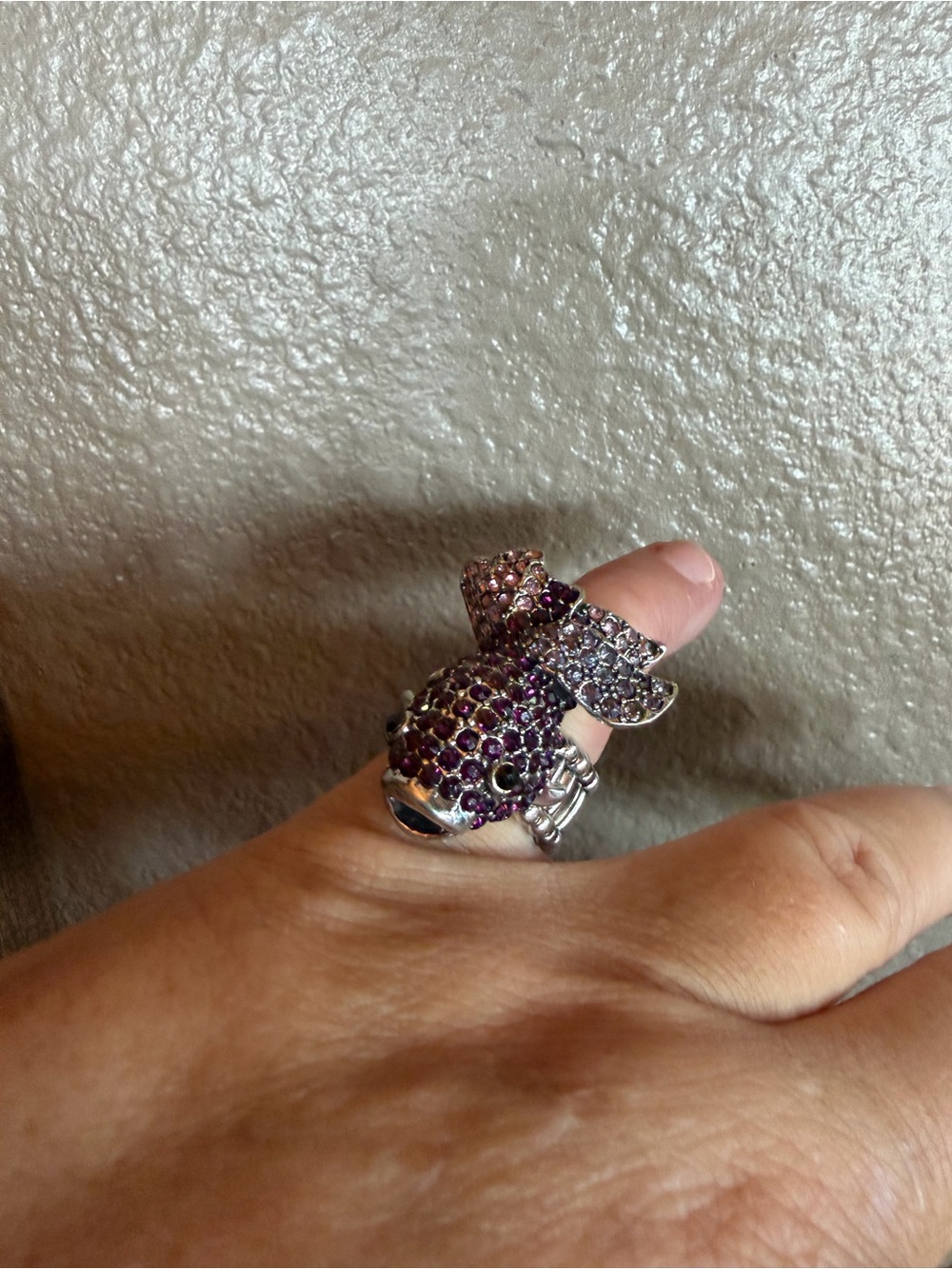 Sparkling Pink & Purple Crystal Animal Statement Ring